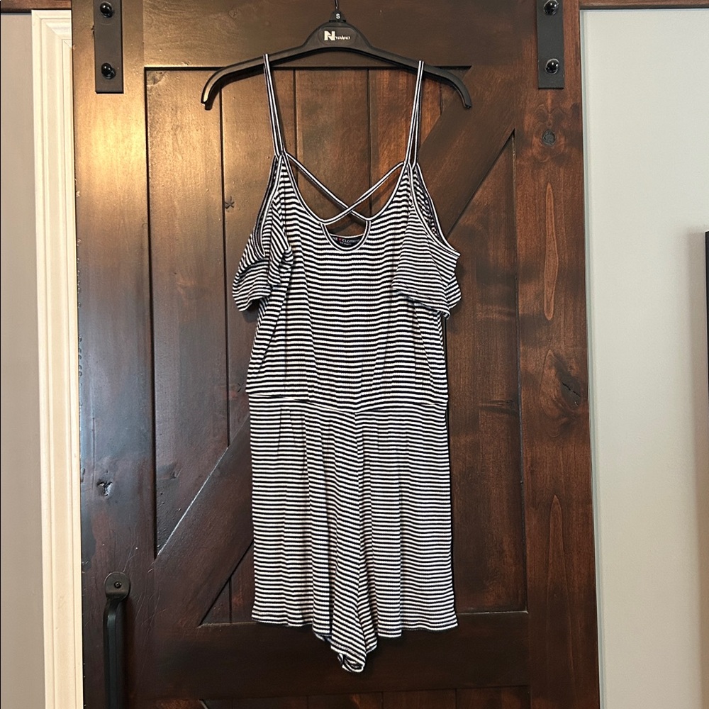 One Clothing Monochrome Striped Romper